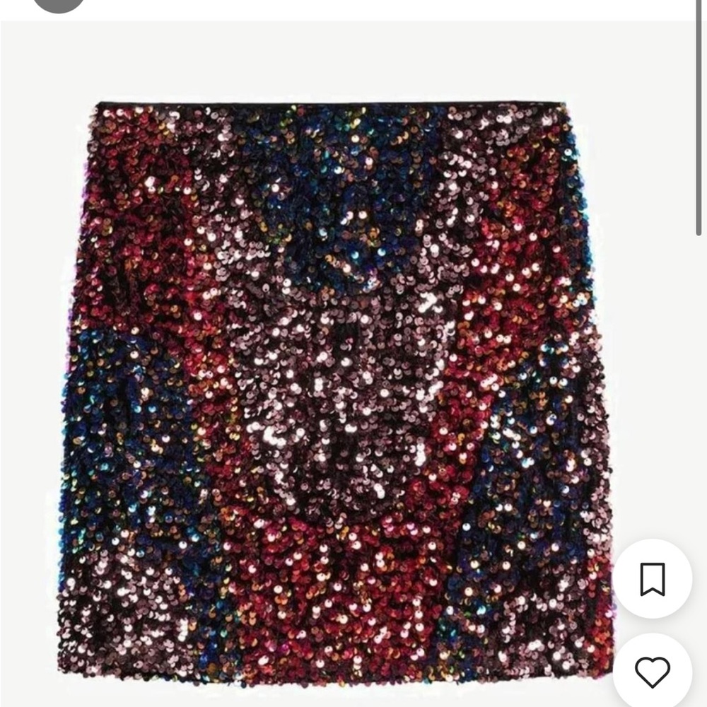 Mango Black and Pink Sequin Pencil Mini Skirt